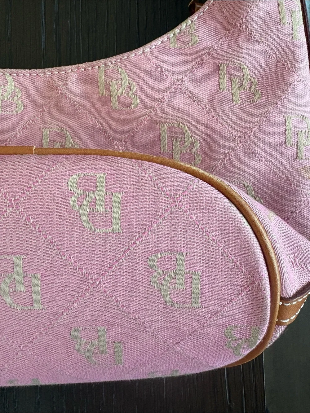 Dooney & Bourke Pink Monogram Mini Hobo Shoulder Bag Vintage Y2K